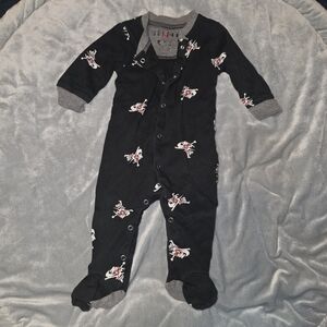 Jordan Black Footed Baby One-Piece Navy with Red and White Logo Prints